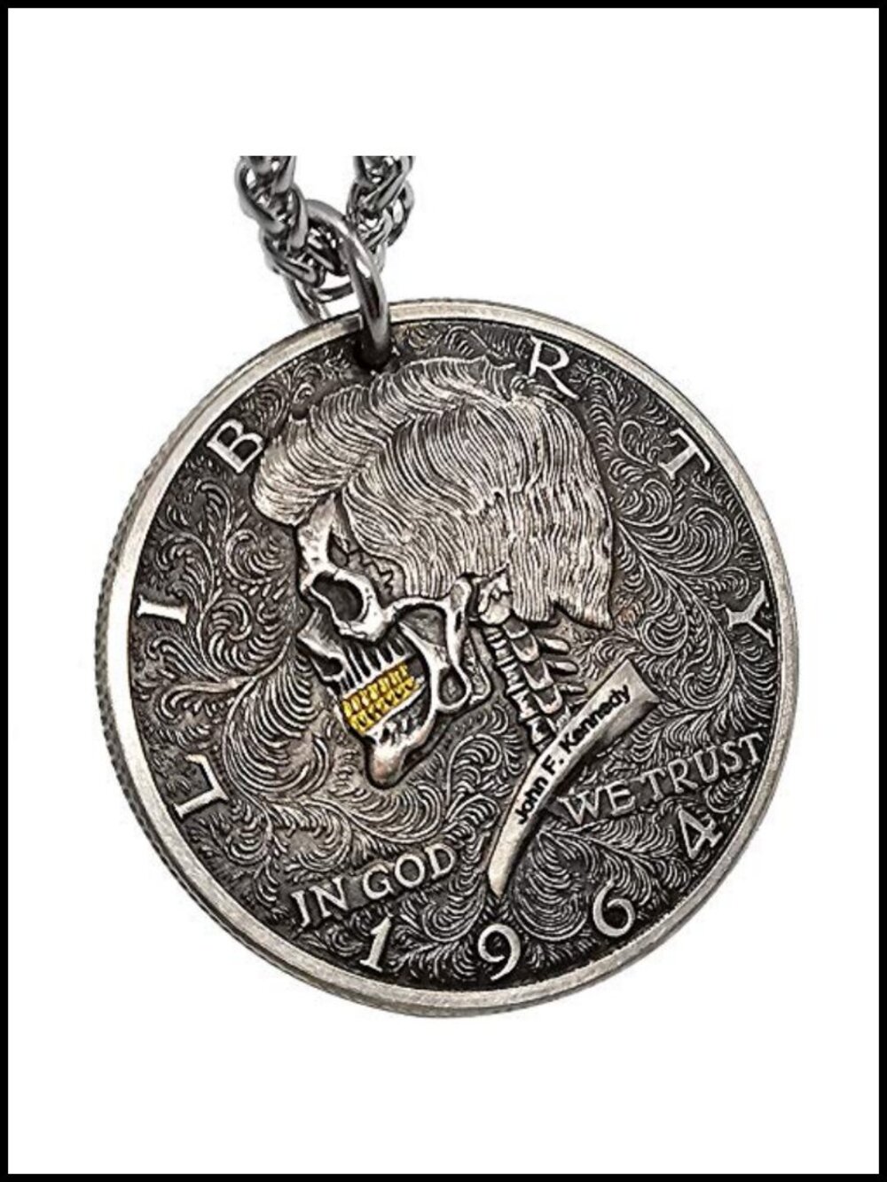 Vintage Skull Pendant Necklace Steampunk Stainless Steel Chain